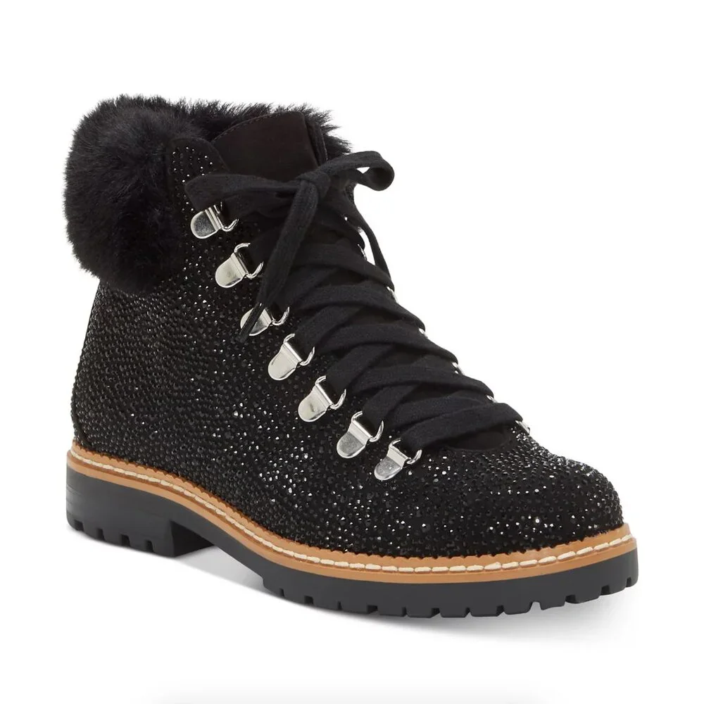 I.N.C. International Concepts Women's Pravale Lace-Up Lug Sole Hiker Bling Boot